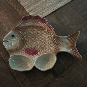 Vintage heavy ceramic fish plate dish
